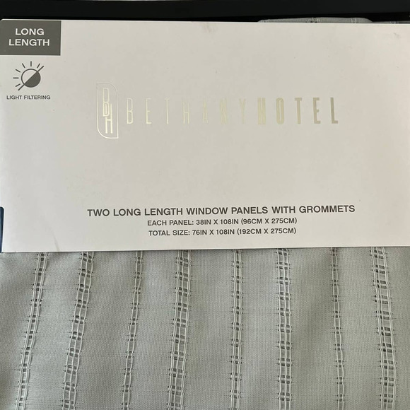 BETHANY HOTEL GROMET CURTAINS SET 108" LONG LIGHT FILTERING - Picture 1 of 7